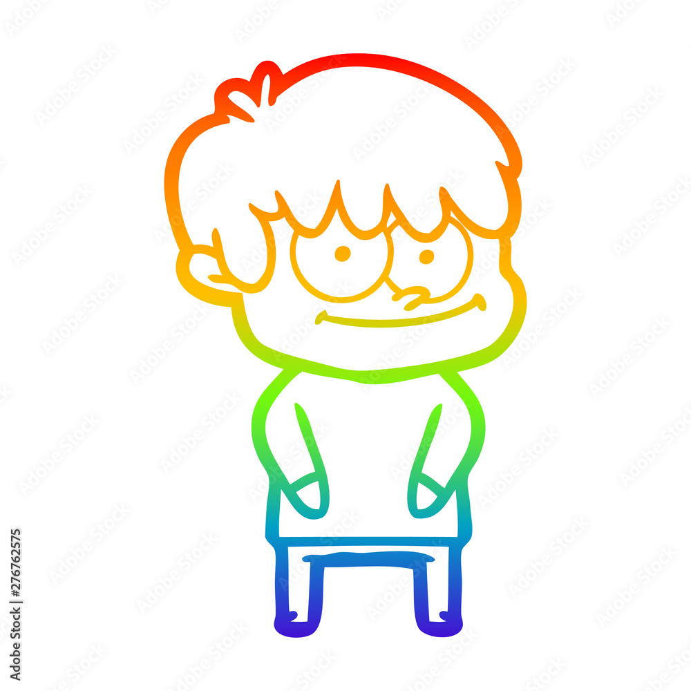 rainbow gradient line drawing happy cartoon man