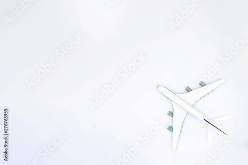 Model plane isolated on white background. Top view.