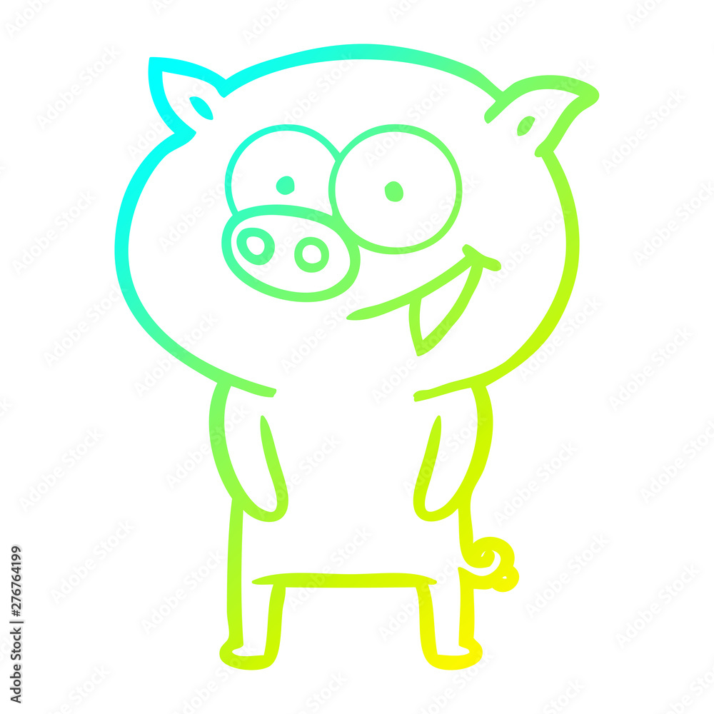 cold gradient line drawing cheerful pig cartoon cold gradient line drawing cheerful pig cartoon