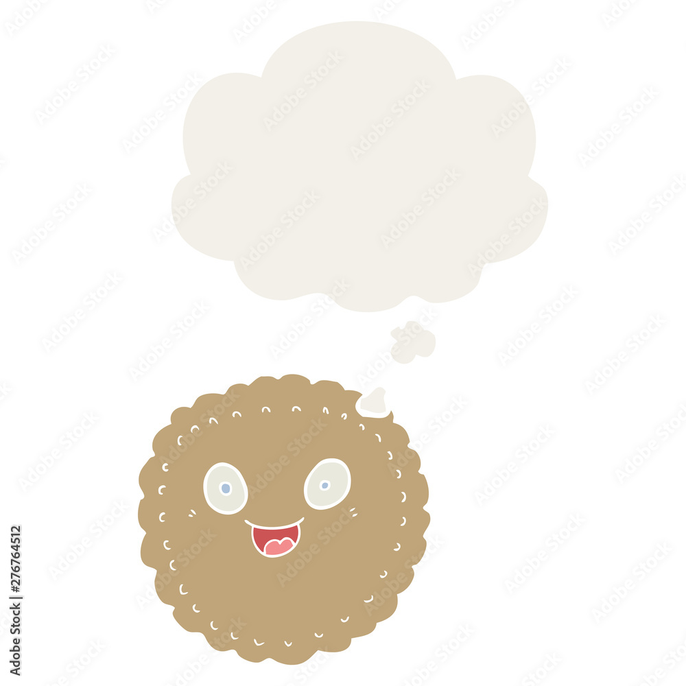 cartoon biscuit and thought bubble in retro style cartoon biscuit and thought bubble in retro style