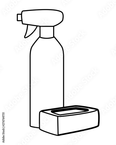 cleaning and hygiene equipment icons in black and white