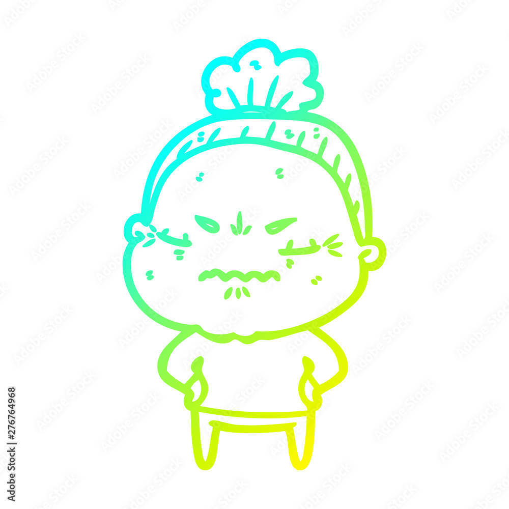cold gradient line drawing cartoon annoyed old lady cold gradient line drawing cartoon annoyed old lady