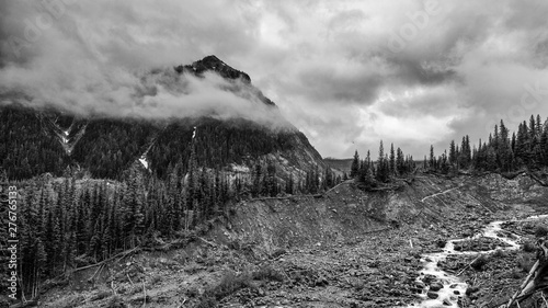 Glacial Basin Mount Rainier National Park In Black And White