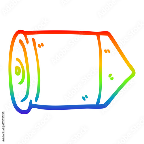 rainbow gradient line drawing cartoon golden bullet
