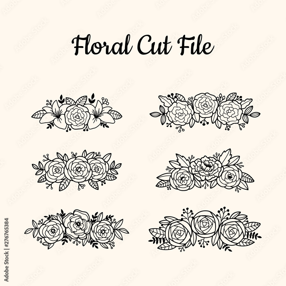 Beautiful Floral Cut File Elements