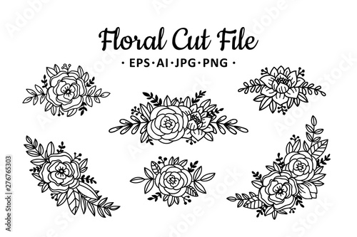 Beautiful Floral Cut File Elements