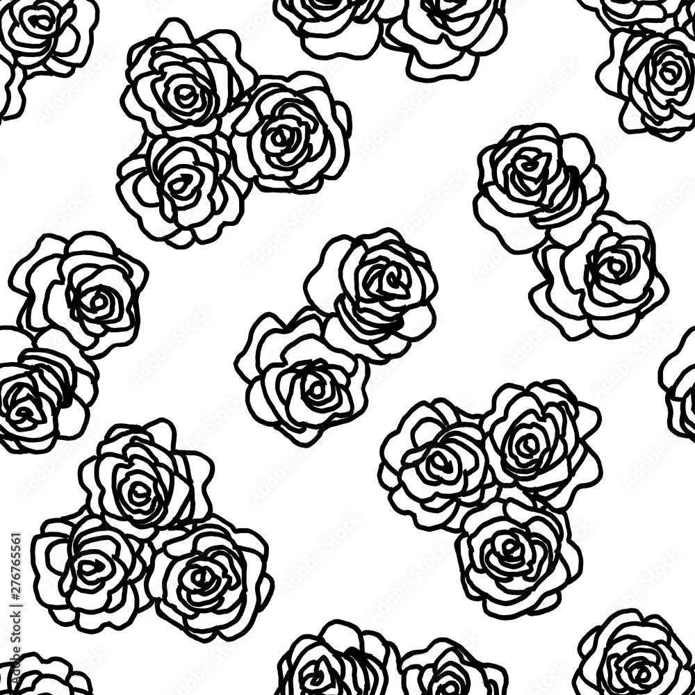 The black outline of a flower on white background. Vintage texture. Retro style background. Decorative floral pattern. Design template. Floral bouquet decoration. Wedding concept. Design element.