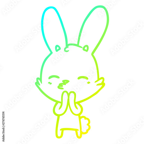cold gradient line drawing curious bunny cartoon