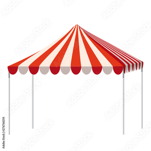 Template shopping stand canopy empty market stall with red and white striped awning