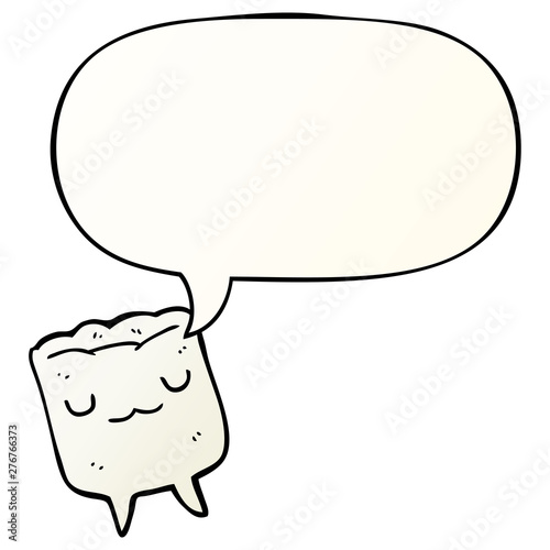 cartoon tooth and speech bubble in smooth gradient style