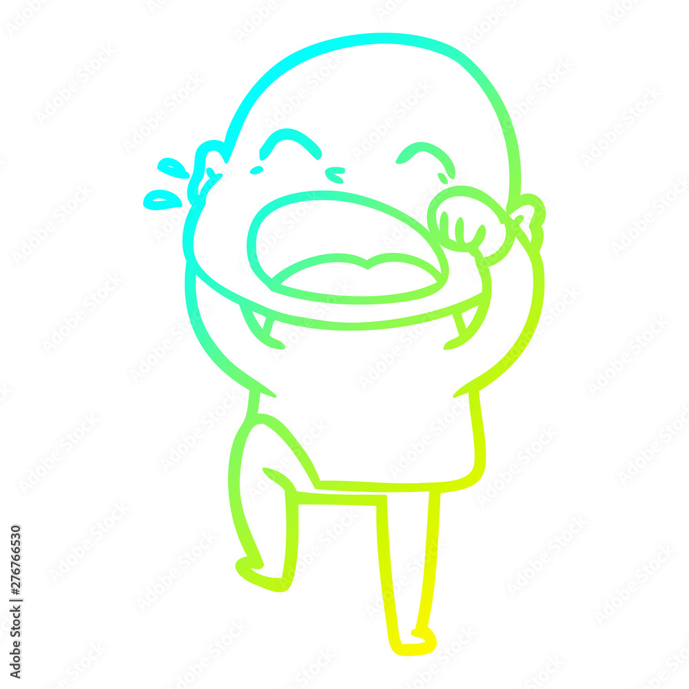 Obraz premium cold gradient line drawing cartoon shouting bald man