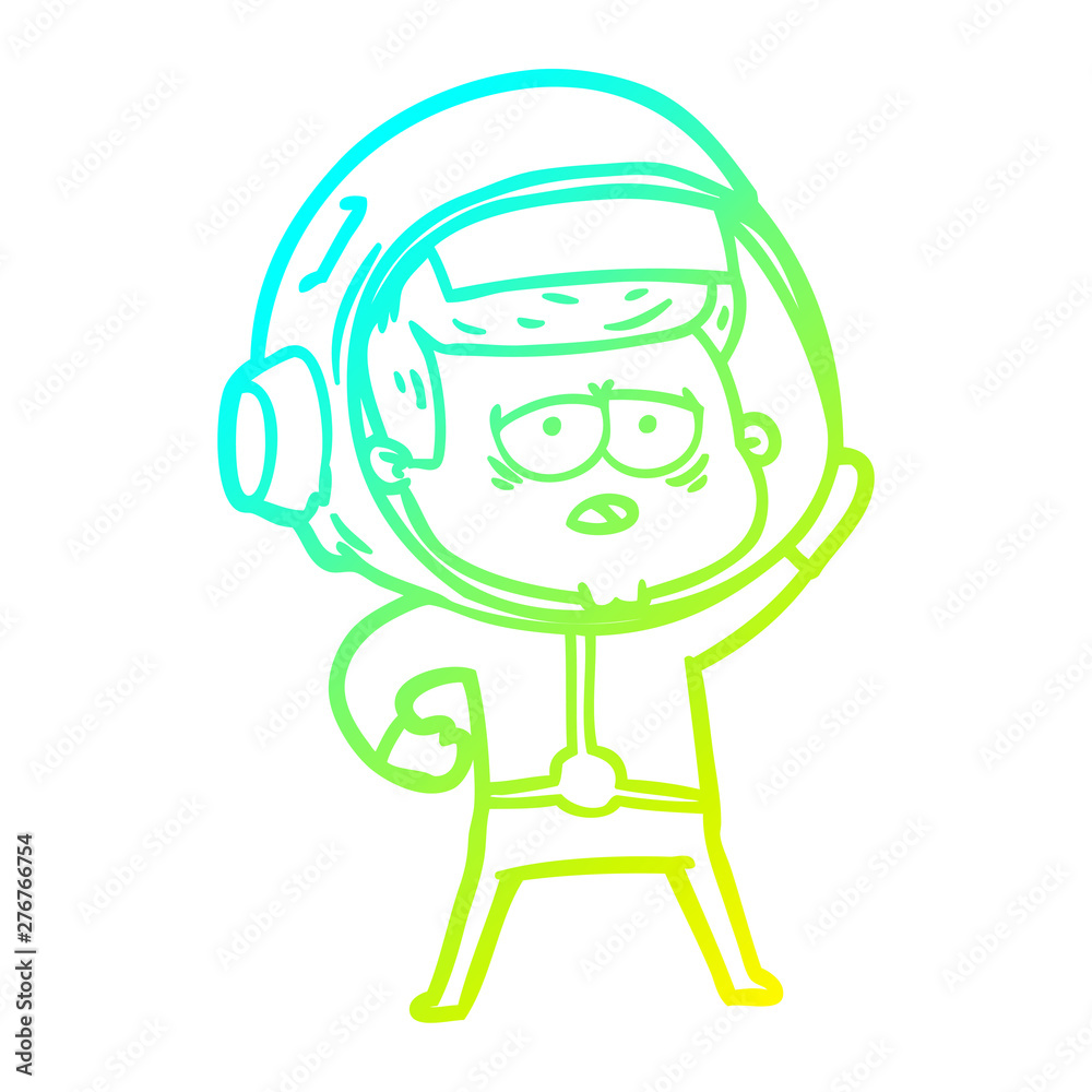 cold gradient line drawing cartoon tired astronaut cold gradient line drawing cartoon tired astronaut