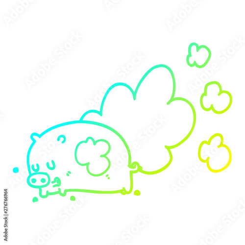 cold gradient line drawing cartoon smelly pig