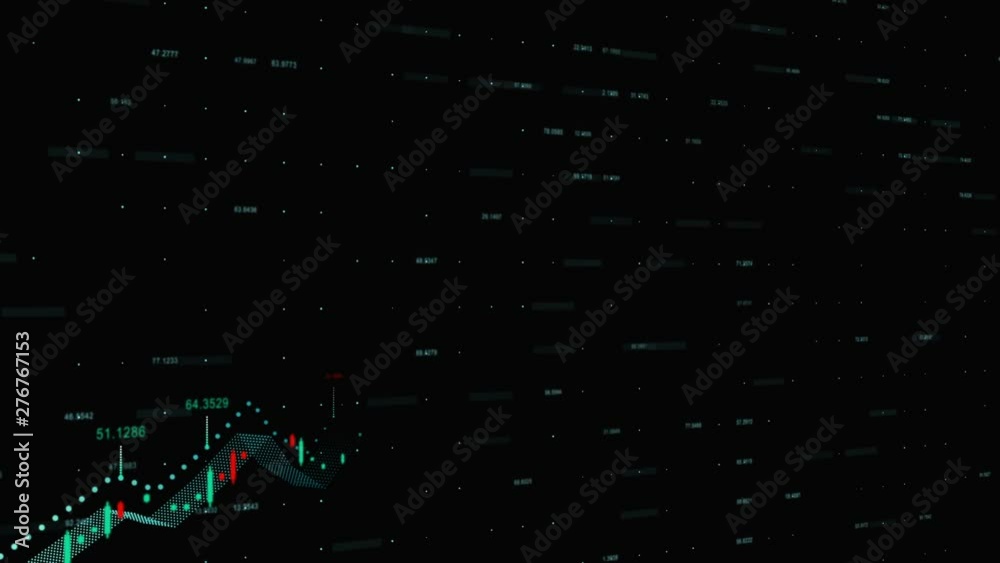 Growing charts and graphs on a black background.