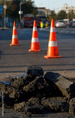 asphalt Construction and Safety Cones