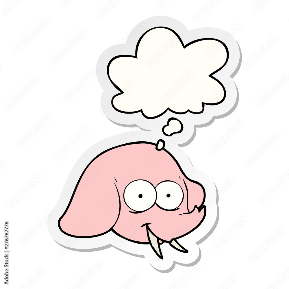 cartoon elephant face and thought bubble as a printed sticker cartoon elephant face and thought bubble as a printed sticker