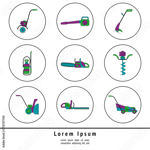 Garden tools icons. Vector image for your design photo