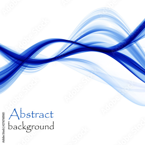 Bright blue abstract waves on a white background