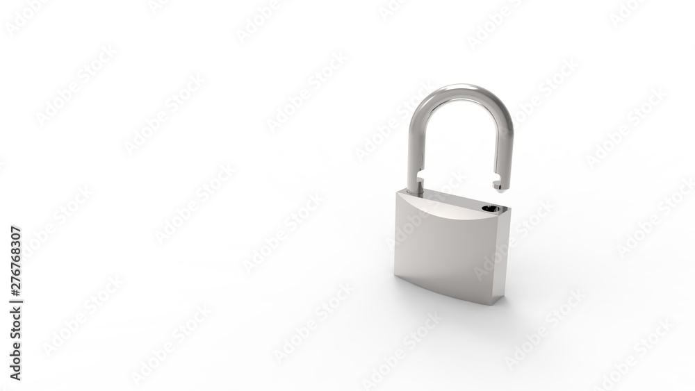 3d rendering of a grey padlock isolated in white studio background 3d rendering of a grey padlock isolated in white studio background