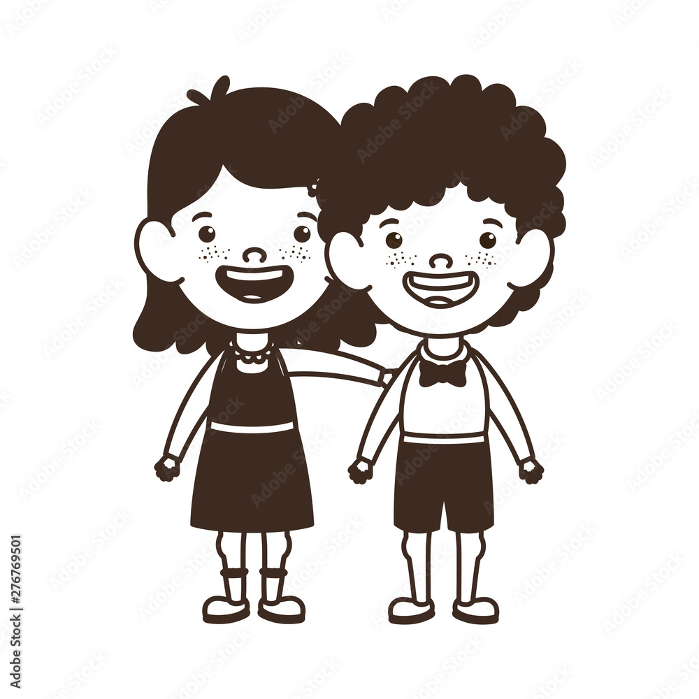 silhouette of couple of students standing on white background silhouette of couple of students standing on white background