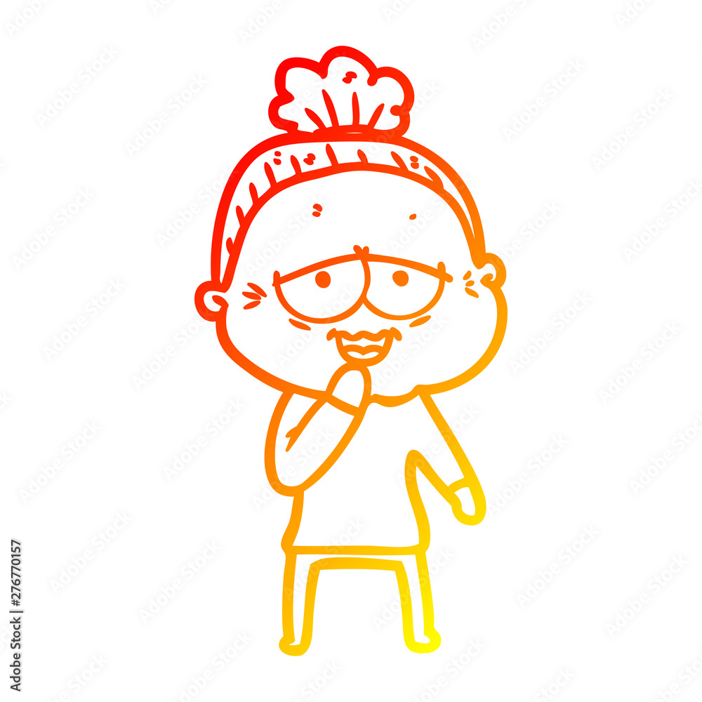 warm gradient line drawing cartoon happy old lady warm gradient line drawing cartoon happy old lady