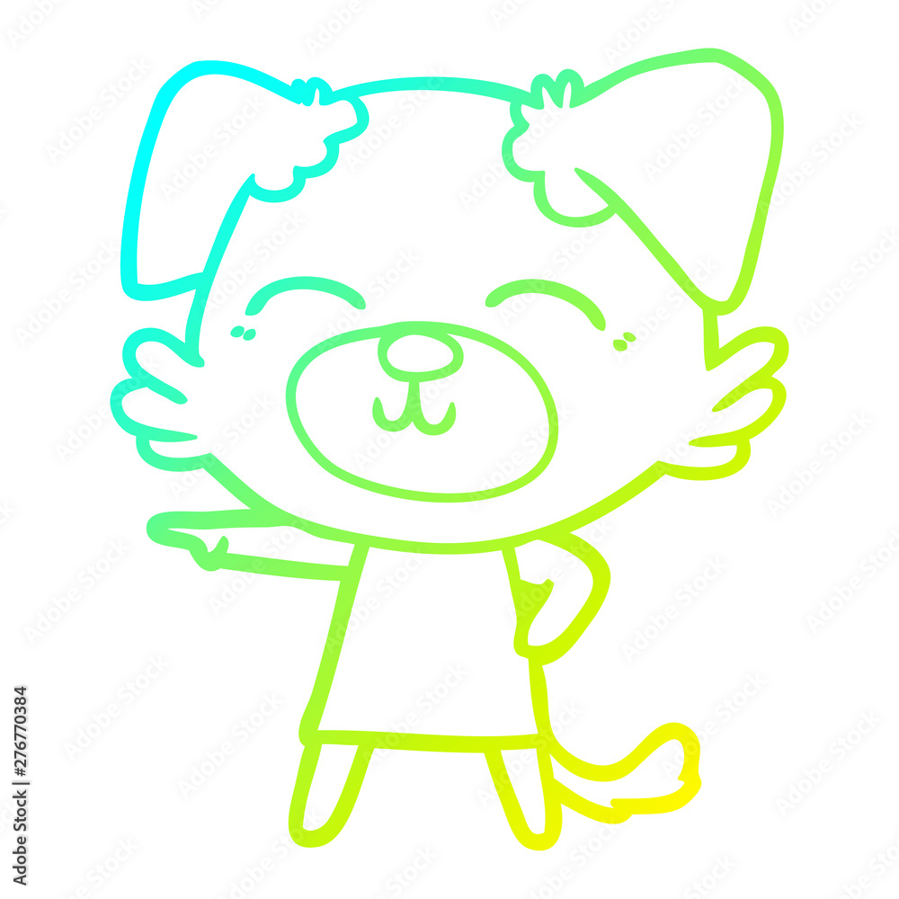 cold gradient line drawing cartoon dog in dress pointing cold gradient line drawing cartoon dog in dress pointing