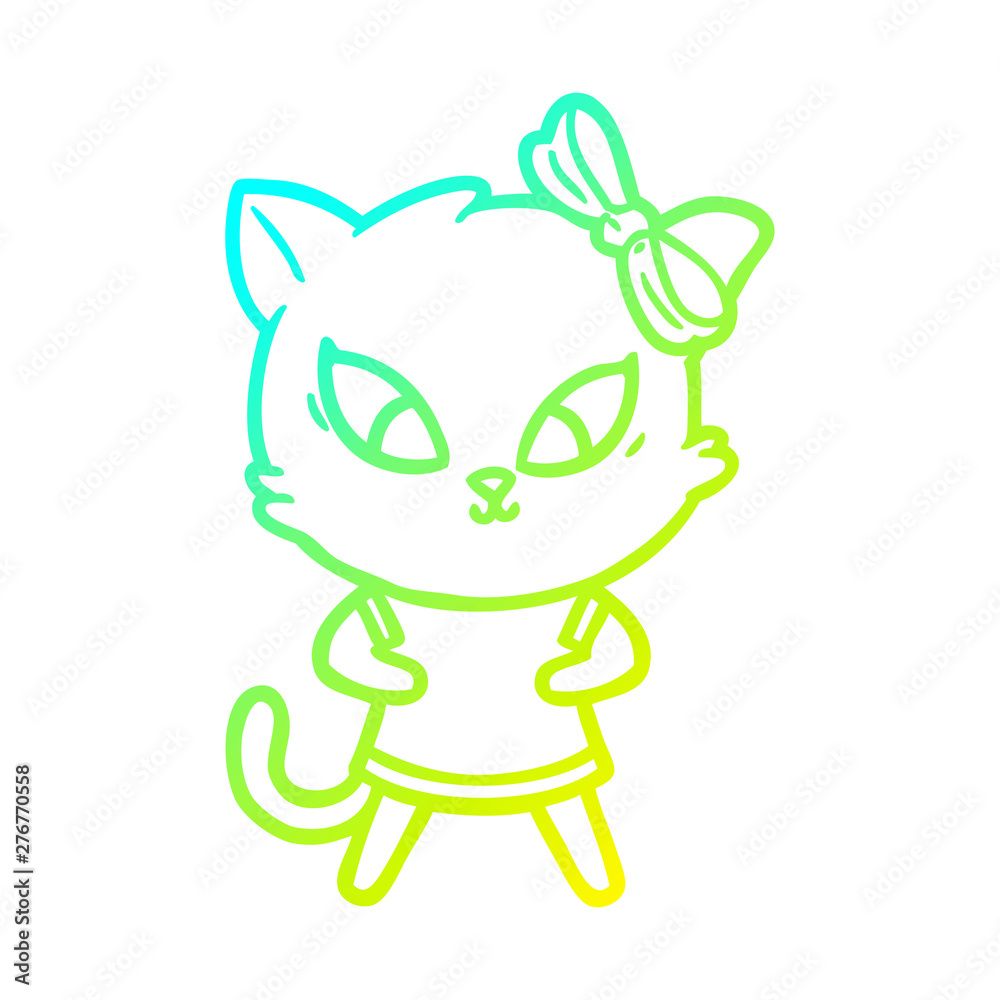 cold gradient line drawing cartoon cat cold gradient line drawing cartoon cat