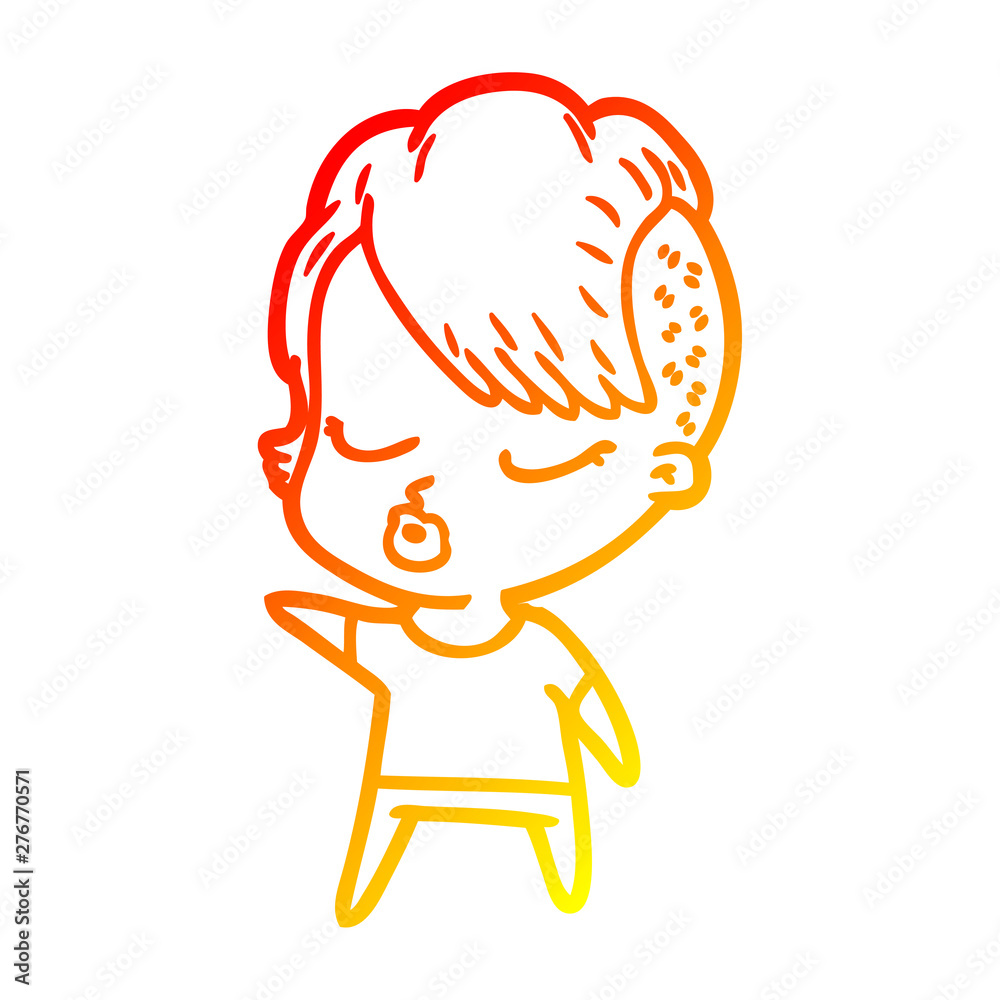 warm gradient line drawing cartoon pretty hipster girl warm gradient line drawing cartoon pretty hipster girl