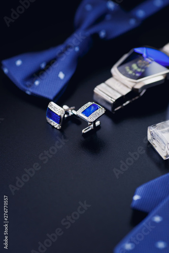 luxury men's cufflinks close up.
