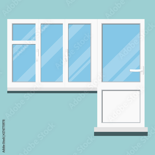 Isolated modern clean white plastic pvc room balcony block.