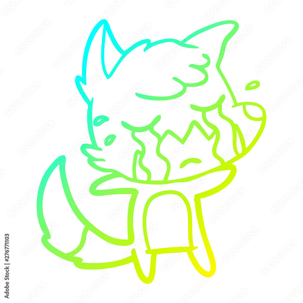 cold gradient line drawing crying fox cartoon cold gradient line drawing crying fox cartoon