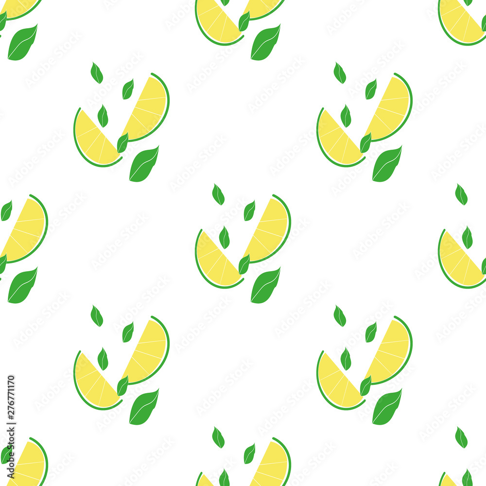 Seamless summer pattern with slices and whole lemons. Vector illustration. Seamless summer pattern with slices and whole lemons. Vector illustration.