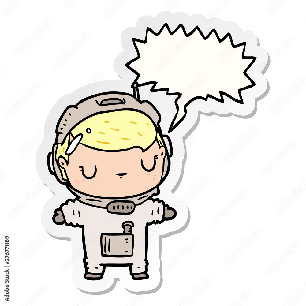 cute cartoon astronaut and speech bubble sticker