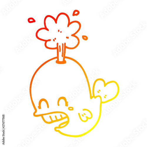 warm gradient line drawing cartoon spouting whale