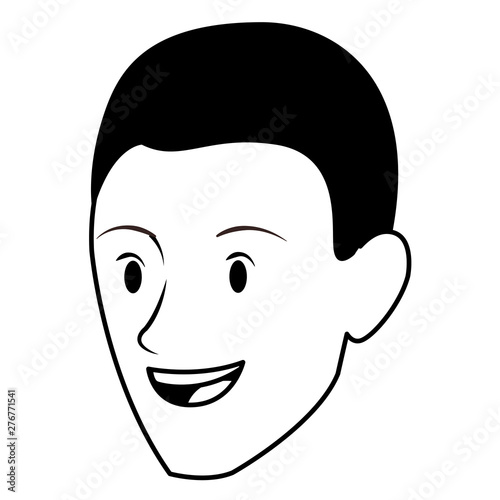 man face avatar cartoon character in black and white