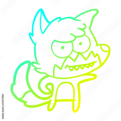 cold gradient line drawing cartoon grinning fox