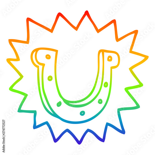 rainbow gradient line drawing cartoon crazy lucky horseshoe symbol