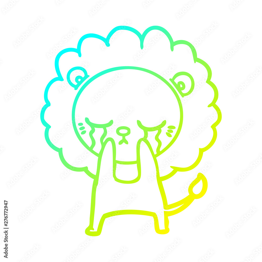 cold gradient line drawing crying cartoon lion cold gradient line drawing crying cartoon lion