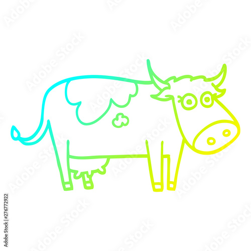 cold gradient line drawing cartoon farm cow