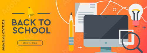 Back to school. Education, Online learning. Flat design modern vector illustration concept