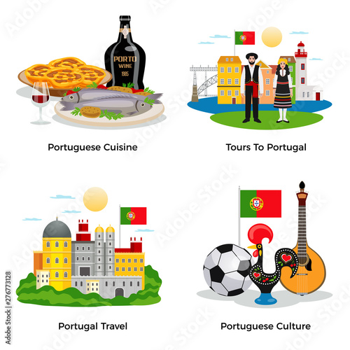 Portugal Tourism Concept Icons Set