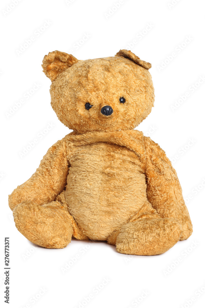 Fototapeta premium Old teddy bear on white background