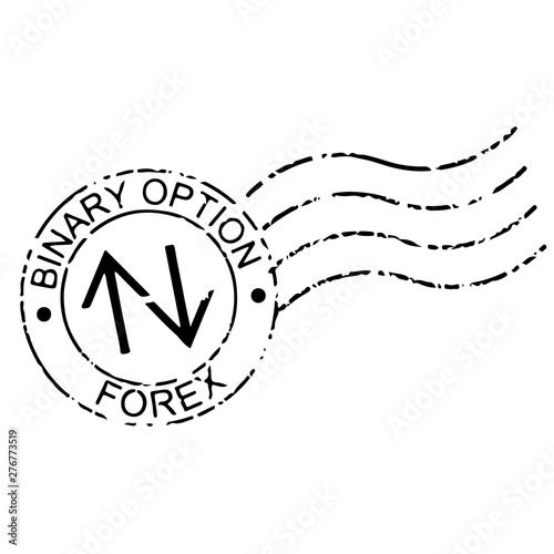 Binary option and forex postal stamp on white background.vector illustration 