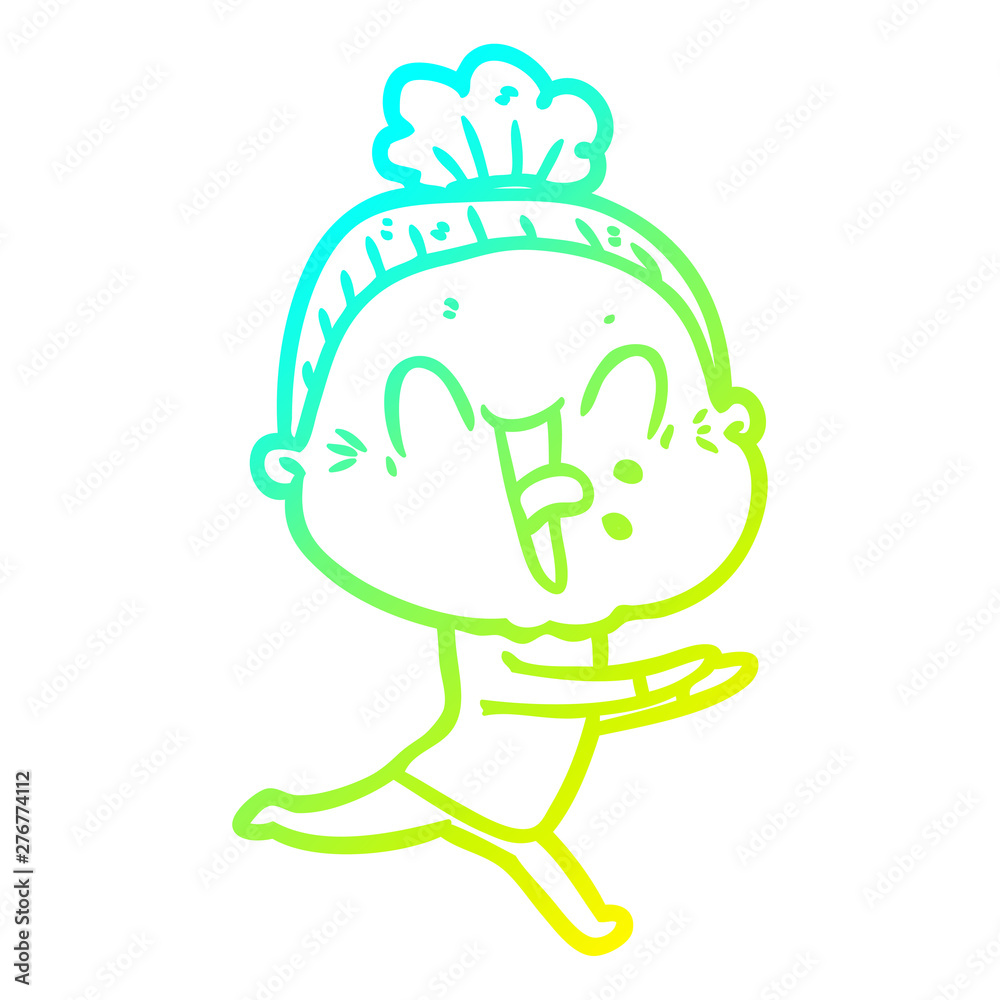cold gradient line drawing cartoon happy old woman cold gradient line drawing cartoon happy old woman