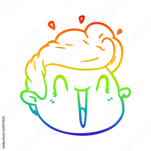 rainbow gradient line drawing cartoon male face surprised