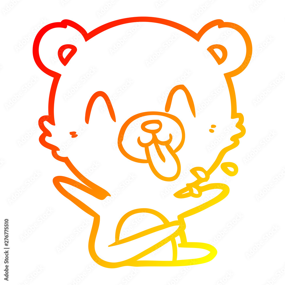 warm gradient line drawing rude cartoon polar bear sticking out tongue warm gradient line drawing rude cartoon polar bear sticking out tongue