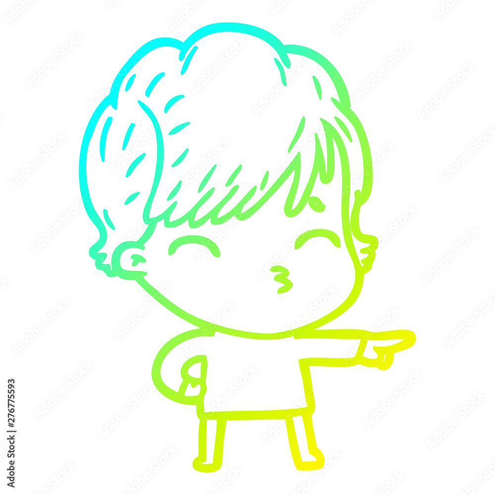 cold gradient line drawing cartoon woman thinking cold gradient line drawing cartoon woman thinking