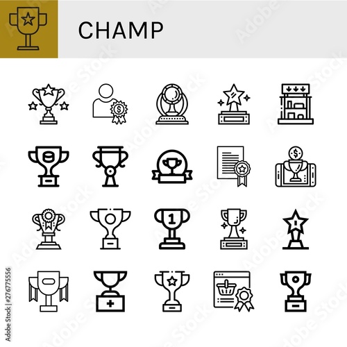 Set of champ icons such as Award, Trophy, Reward, Prize, Prizes , champ