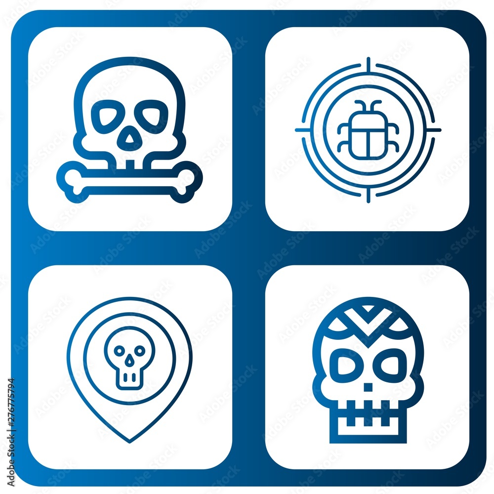 Set of threat icons such as Skull, Malware , threat