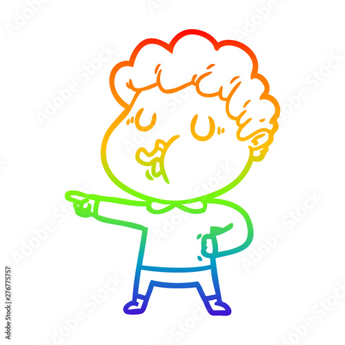 rainbow gradient line drawing cartoon man singing